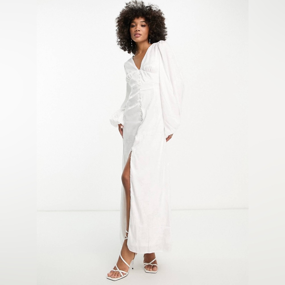 NWT ASOS Vila Bridal Jacquard button up maxi dress